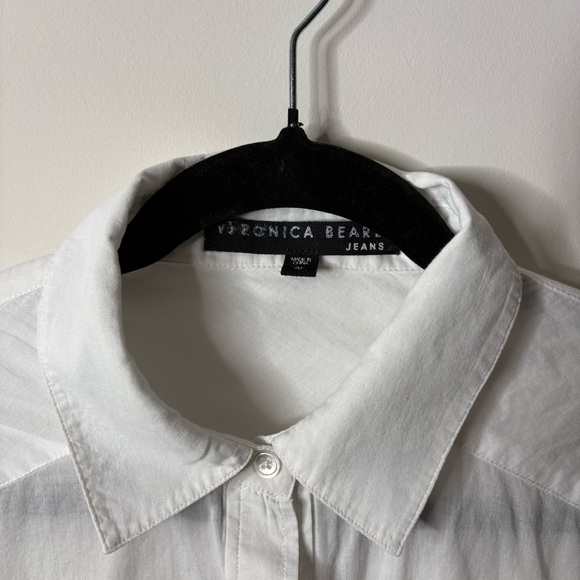 VERONICA BEARD Gil White Cotton Button Up Long Sleeve Shirt - Picture 4 of 7